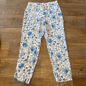Stella Parker Flora Crop Pants Resort White Barefoot Beachcomber Print Small